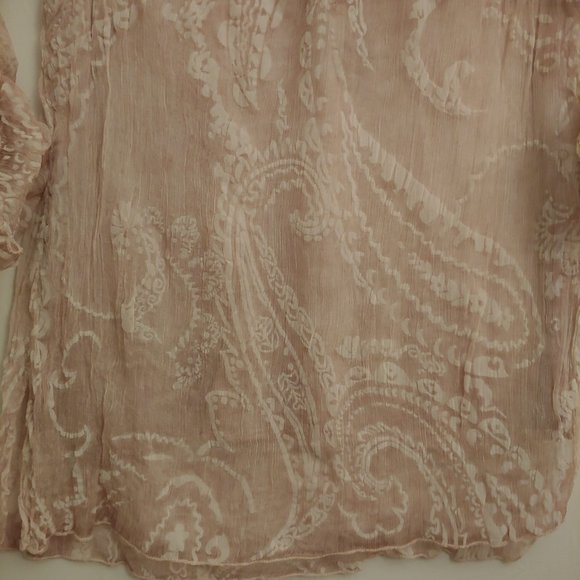 Scandal by Italy 100% silk blush colored tunic Size M/L L-Sleeve or roll tab - Picture 4 of 15